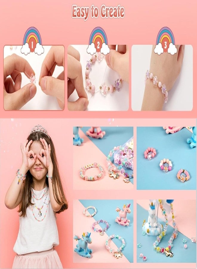 MAGHROLA Children's Jewelry Making Kit - Colorful Beads DIY Bracelets, Necklace, Hairband & Rings Craft Kits Birthday Gift Activity Games for Girls Age for 4, 5, 6, 7-Year-Old Little Girls-Multicolor - Image 2